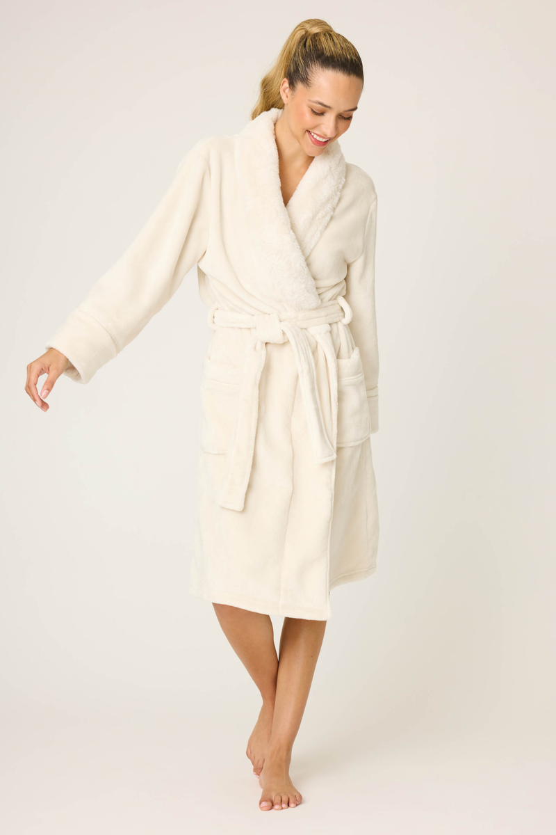 Front view of PJ Salvage Luxe Plush Robe - Style R7LPR in natural