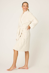 Side view of PJ Salvage Luxe Plush Robe - Style R7LPR in natural
