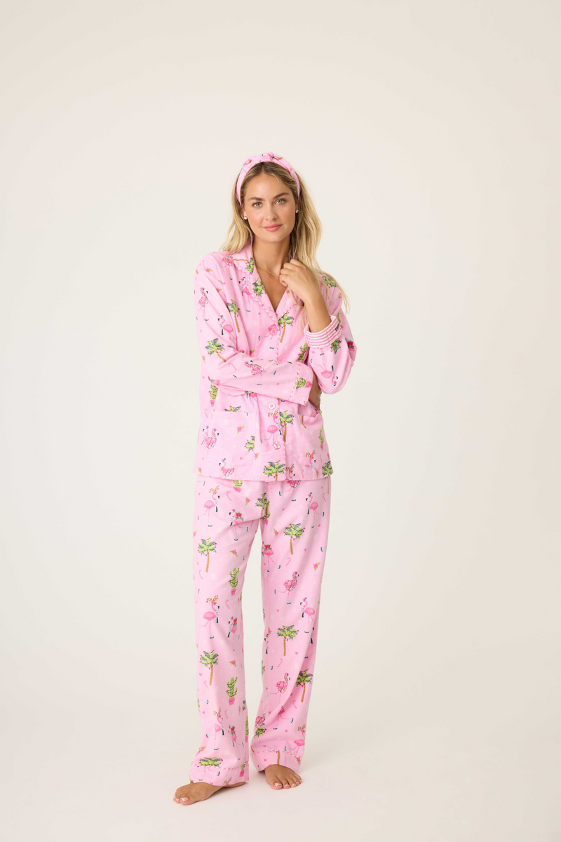 PJ Salvage PJ Set - Style RPFLPJ, "Let's Jingle & Flamingle", front