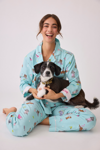 PJ Salvage PJ Set - Style RPFLPJ, mint, Spaw Day, with dog