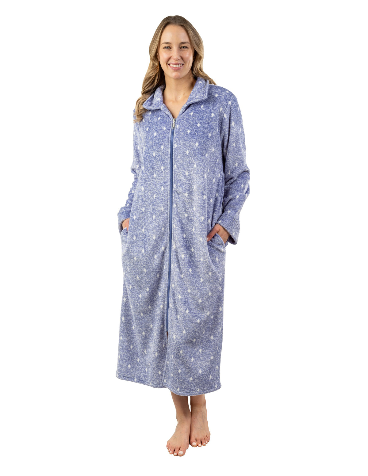 Front view of Patricia 48" Zip Robe - Style 125-C in denim