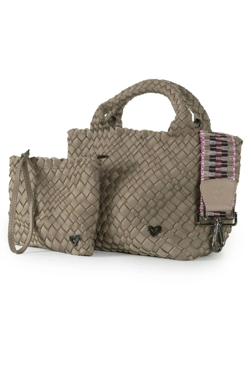 Prenelove Small Woven Handbag - Style Brandon, buff, side