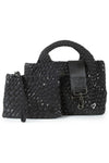 Prenelove Small Woven Handbag - Style Brandon, front, nero