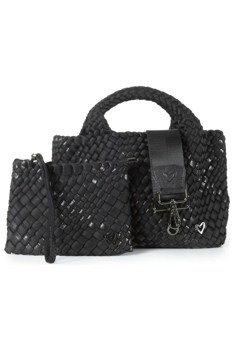 Prenelove Small Woven Handbag - Style Brandon, front, nero