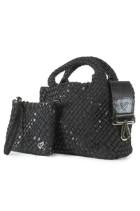 Prenelove Small Woven Handbag - Style Brandon, nero, side