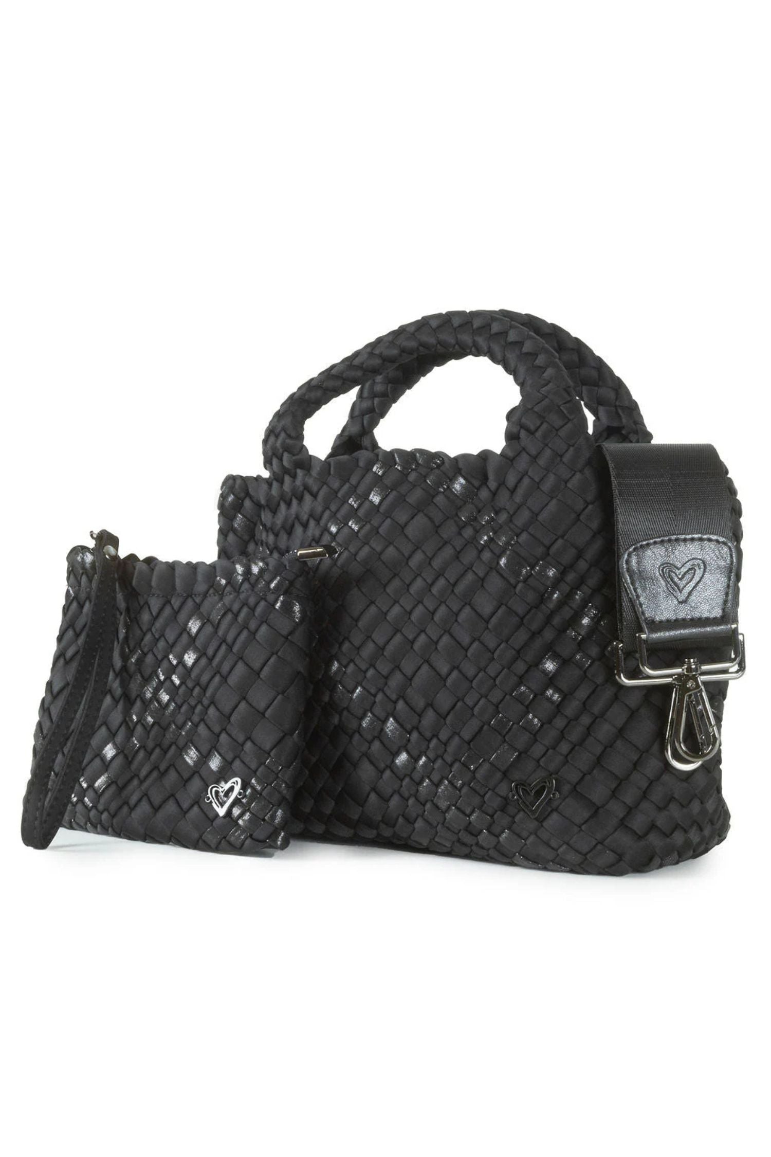 Prenelove Small Woven Handbag - Style Brandon, nero, side