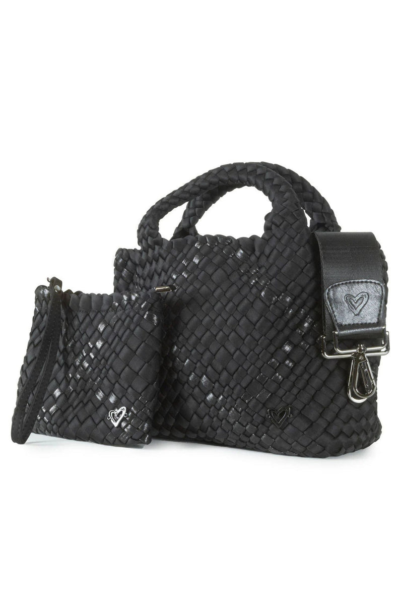 Prenelove Small Woven Handbag - Style Brandon, nero, side