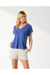 Tommy Bahama Kauai Jersey V-Neck T-Shirt - Style TW219726, dark cobalt, front