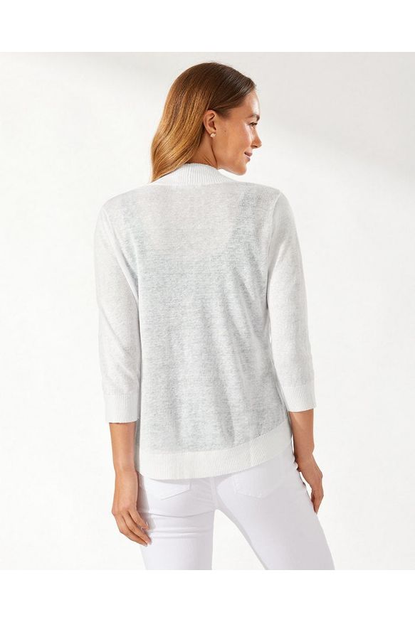 Tommy Bahama Lea Linen Open Cardigan - Style TW40689, back, white