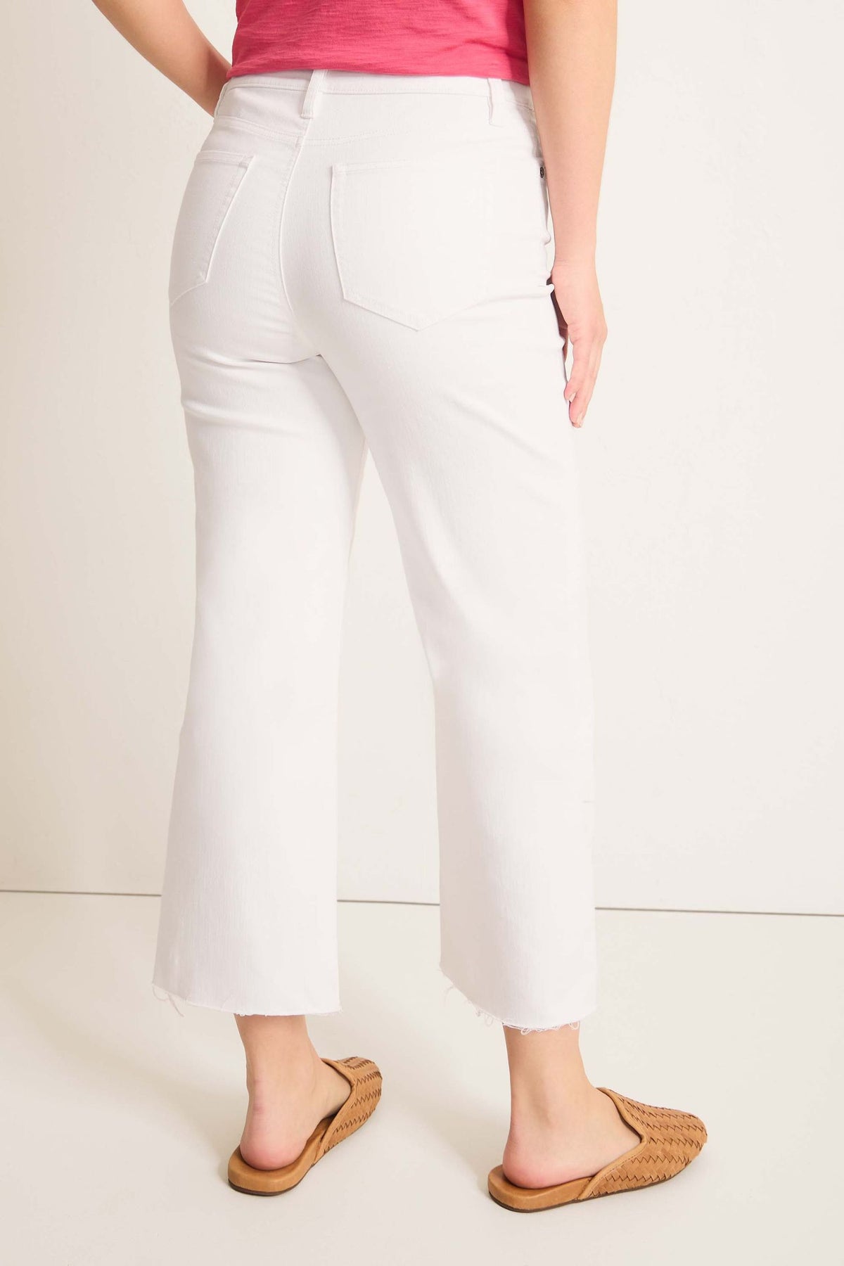Back view of Tommy Bahama Ella Twill High-Rise Cropped Wide-Leg Pants - Style SW121066 in white