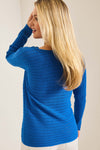 Back view of Tommy Bahama Jewel Bay Sequin V-Neck Sweater - Style SW421032 in cobalt