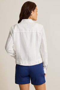 Back view of Tommy Bahama Linen Raw-Edge Jacket - Style TW510640 in white