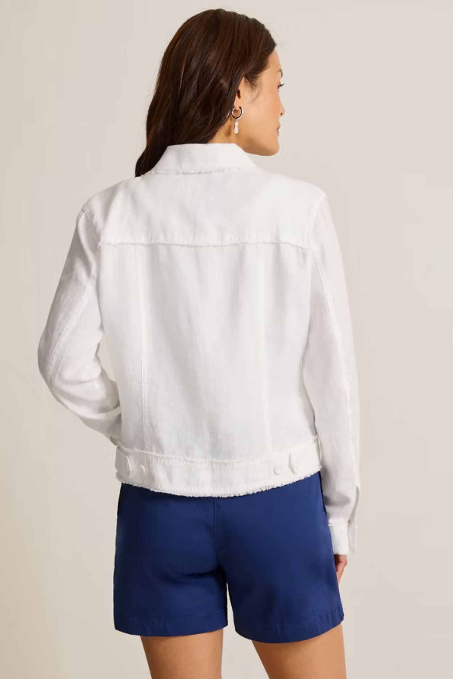 Back view of Tommy Bahama Linen Raw-Edge Jacket - Style TW510640 in white
