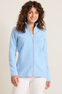Front view of Tommy Bahama New Aruba Full-Zip Jacket - Style SW222044 in chambray blue