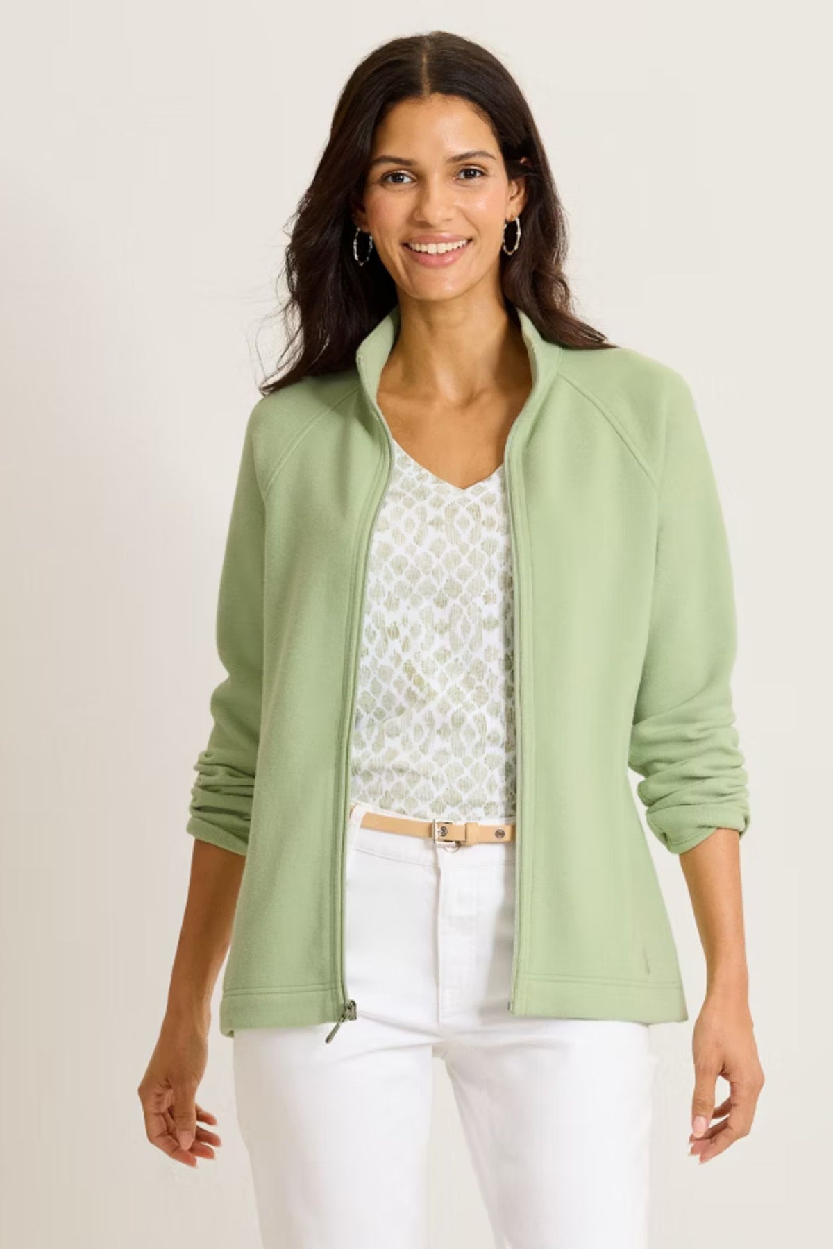 Front open view of Tommy Bahama New Aruba Full-Zip Jacket - Style SW222044 in extra light margarita