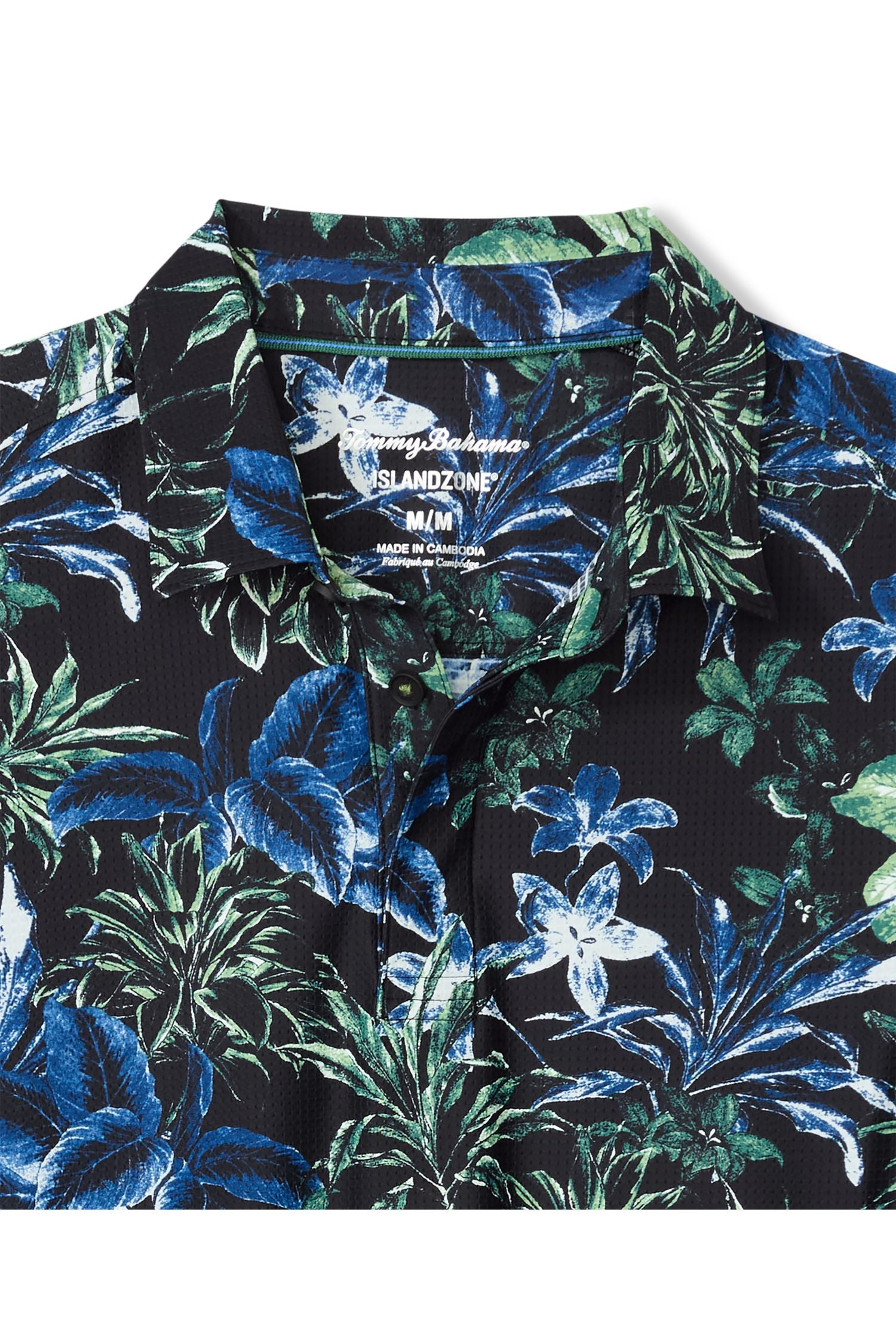 Fabric closeup of Tommy Bahama Pebble Coast Canopy Floral IslandZone® Polo - Style ST227625