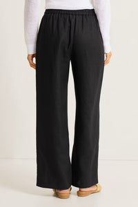 Back view of Tommy Bahama Two Palms High-Rise Linen Easy Pants - Style SW121111 in black