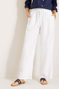 Front view of Tommy Bahama Two Palms High-Rise Linen Easy Pants - Style SW121111 in white