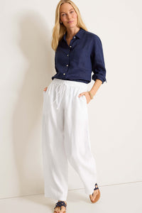 Outfit view of Tommy Bahama Two Palms High-Rise Linen Easy Pants - Style SW121111 in white