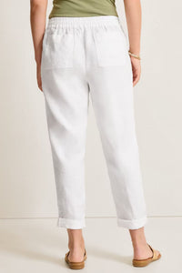 Back view of Tommy Bahama Two Palms High-Rise Tapered Linen Pants - Style SW121123 in white