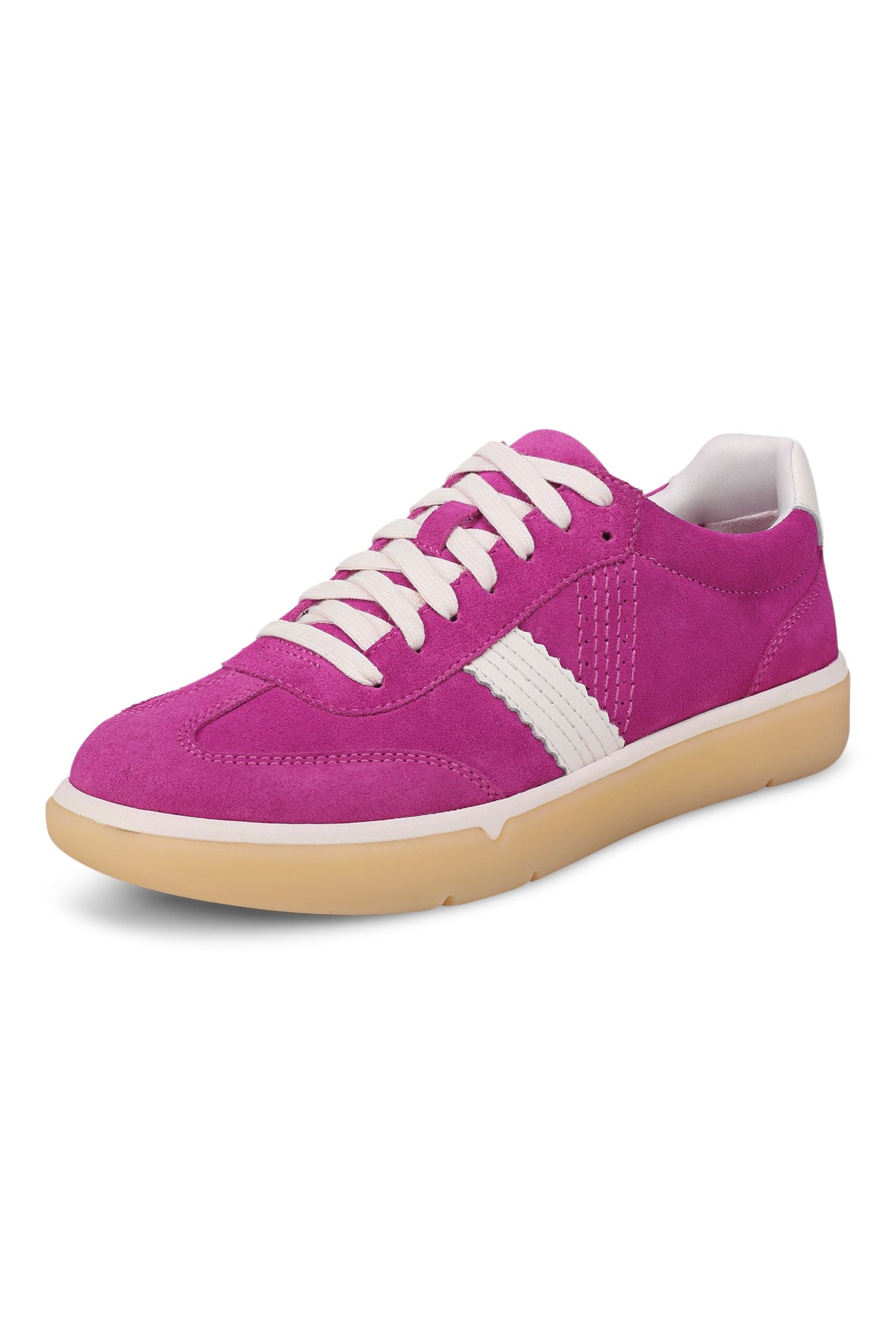 Front angle2 view of Vionic City Walk Sneaker in rose violet