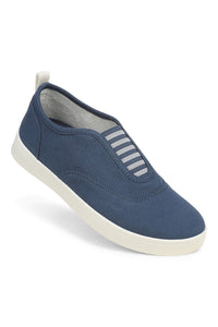 Angle view of Vionic Cobalt Slip-On Sneaker in denim
