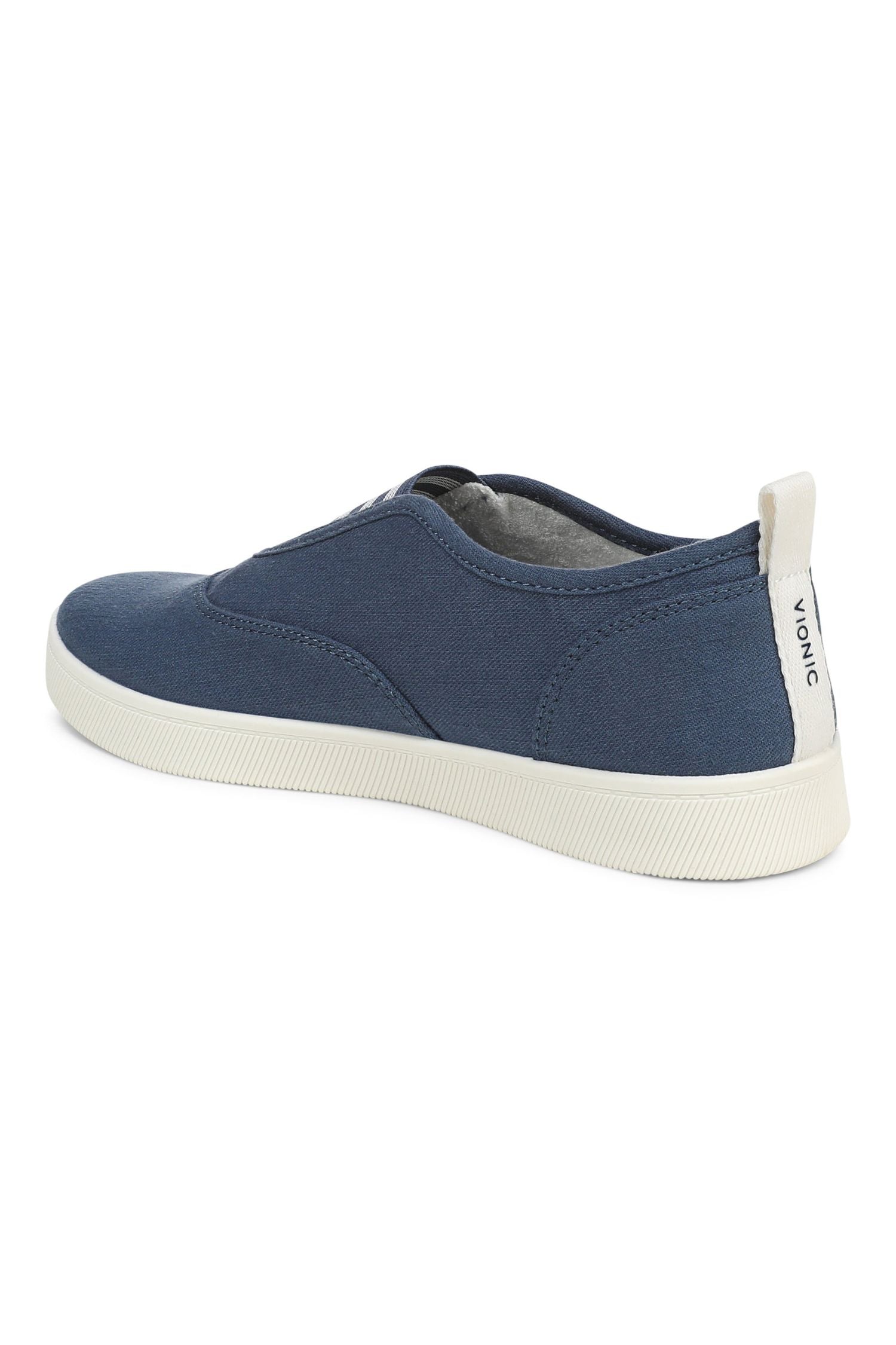 Back angle of Vionic Cobalt Slip-On Sneaker in denim