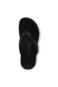 Above view of Vionic Dillon Shine Toe-Post Sandal in black