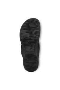 Bottom view of Vionic Dillon Shine Toe-Post Sandal in black