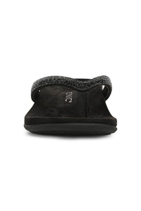 Front view of Vionic Dillon Shine Toe-Post Sandal in black