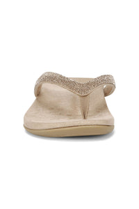 Front view of Vionic Dillon Shine Toe-Post Sandal in champagne