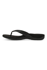 Side view2 of Vionic Dillon Shine Toe-Post Sandal in black
