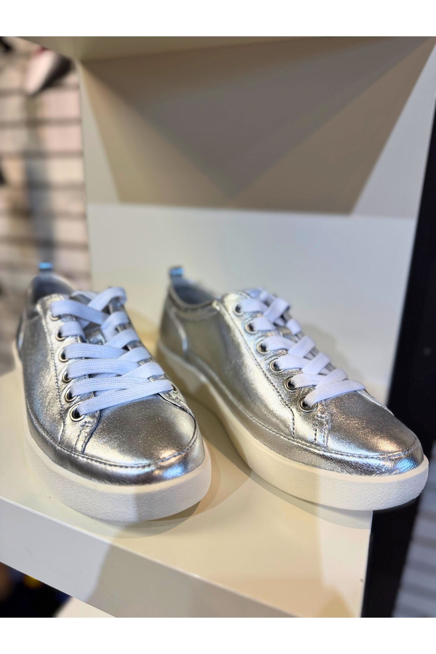 Pair view2 of Vionic Essence Lace-Up Fashion Sneaker - Style WINNY in silver