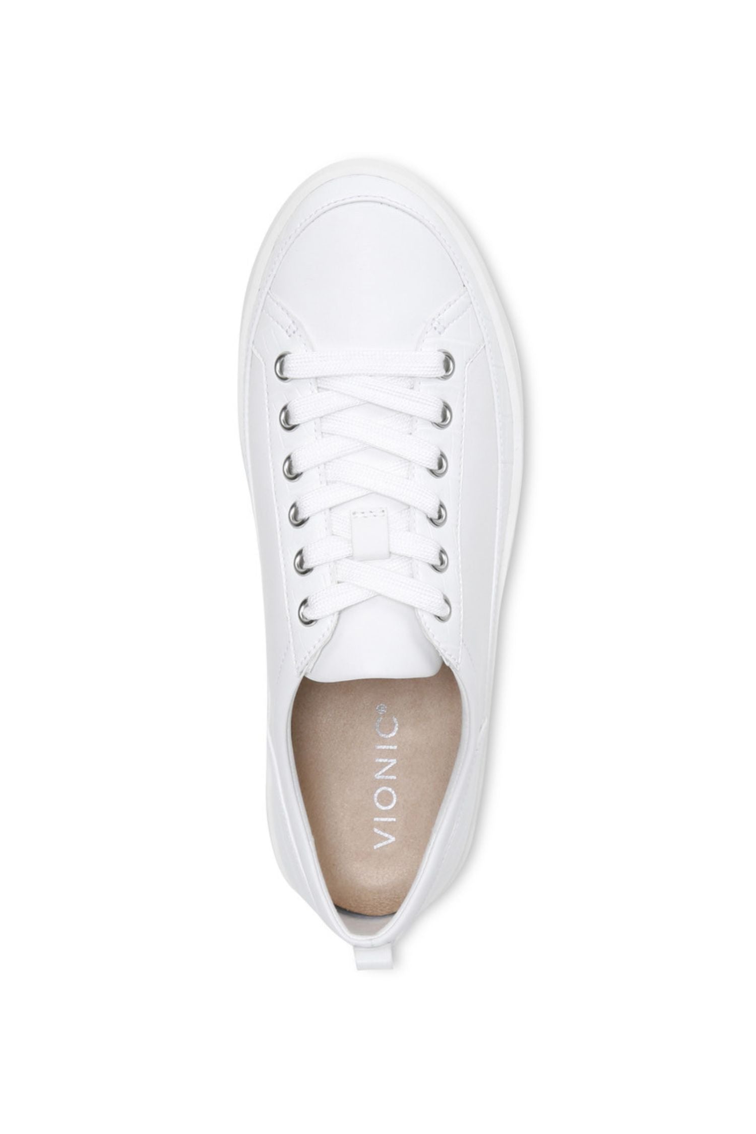 Top view of Vionic Essence Lace-Up Fashion Sneaker - Style WINNY in white