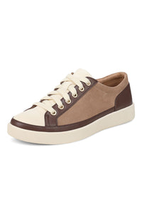Side angle3 view of Vionic Essence Lace-Up Fashion Sneaker - Style Winny in desert sand multi