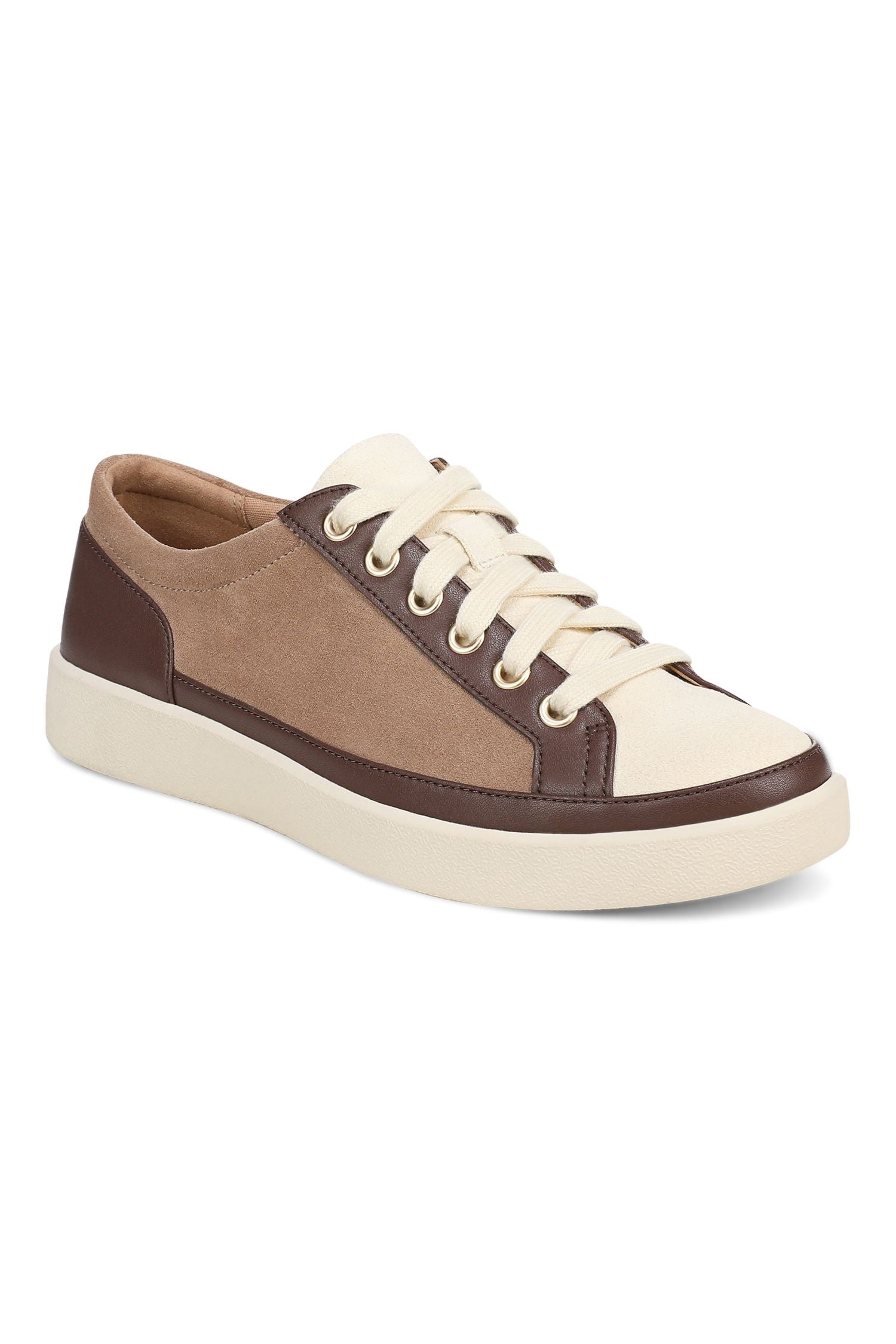 Side angle2 of Vionic Essence Lace-Up Fashion Sneaker - Style Winny in Desert Sand Multi