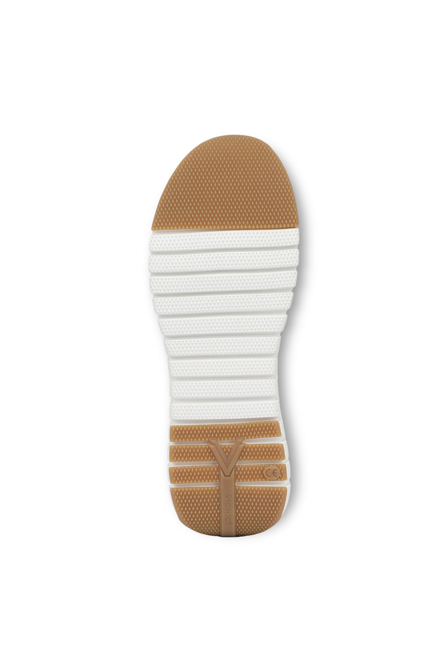 Bottom view of Vionic Uptown Sneaker in ivory & silver