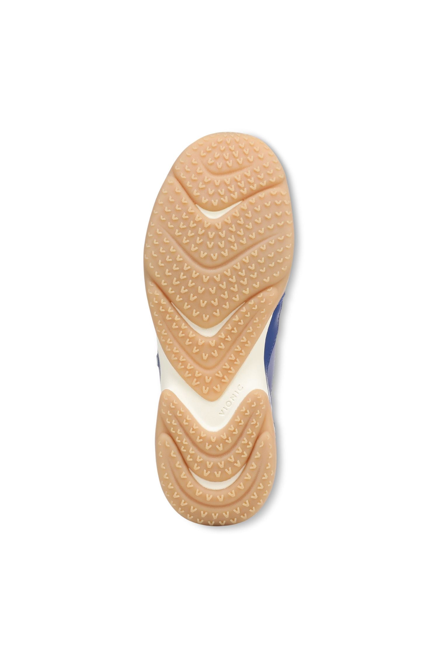 Bottom view of Vionic Walk Slim Glide Sneaker in blue