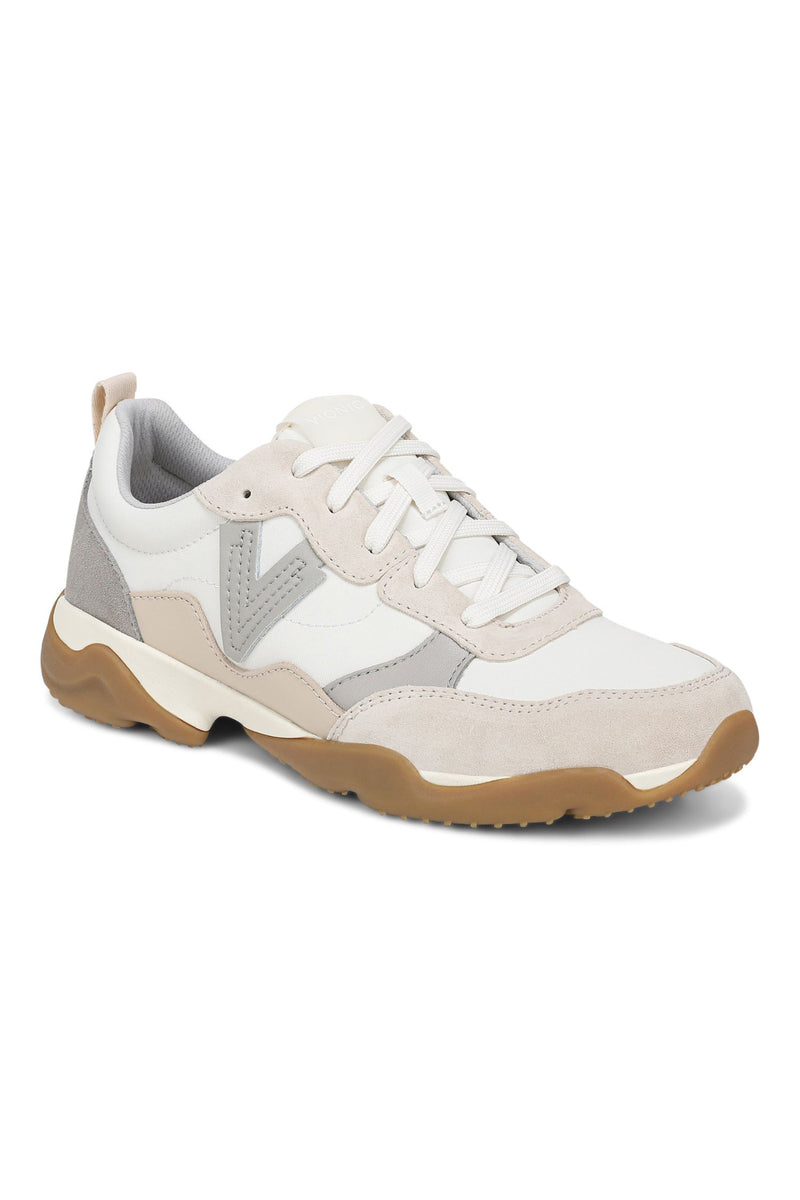 Front angle view of Vionic Walk Slim Glide Sneaker in ivory