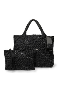 preneLOVE Large Woven Handbag - Style London, black, front
