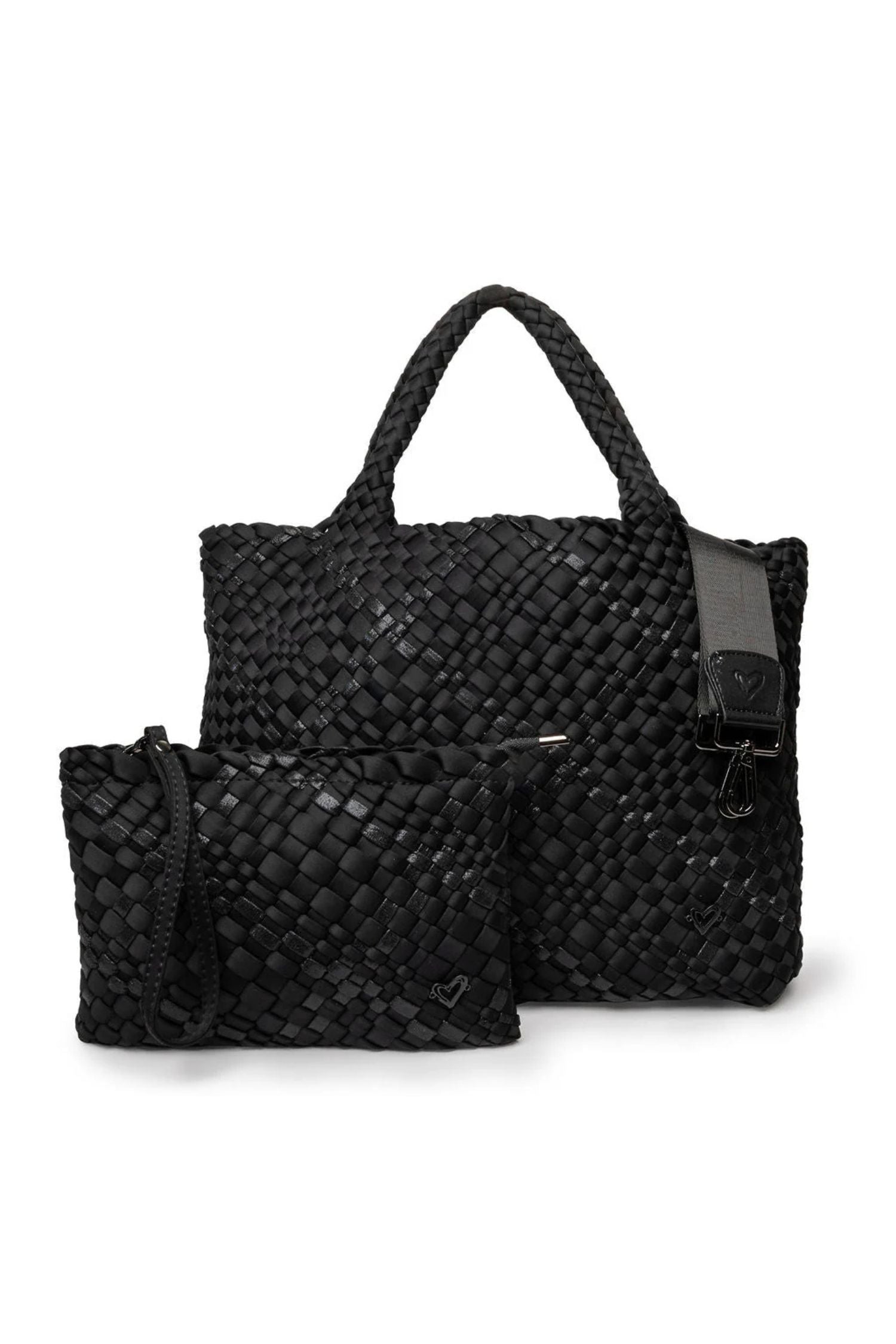 preneLOVE Large Woven Handbag - Style London, black, front