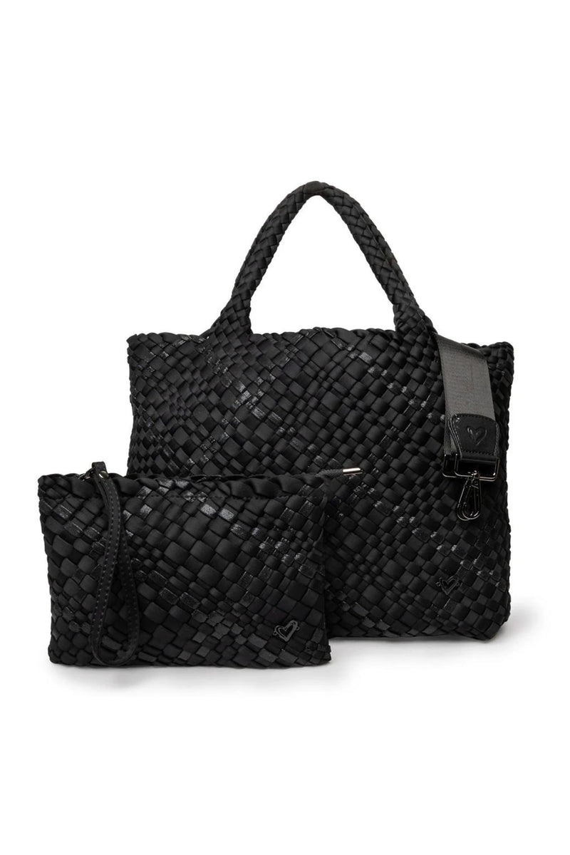 preneLOVE Large Woven Handbag - Style London, black, front