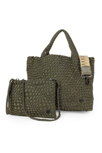 preneLOVE Large Woven Handbag - Style London, olive, front