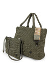 preneLOVE Large Woven Handbag - Style London, olive, side