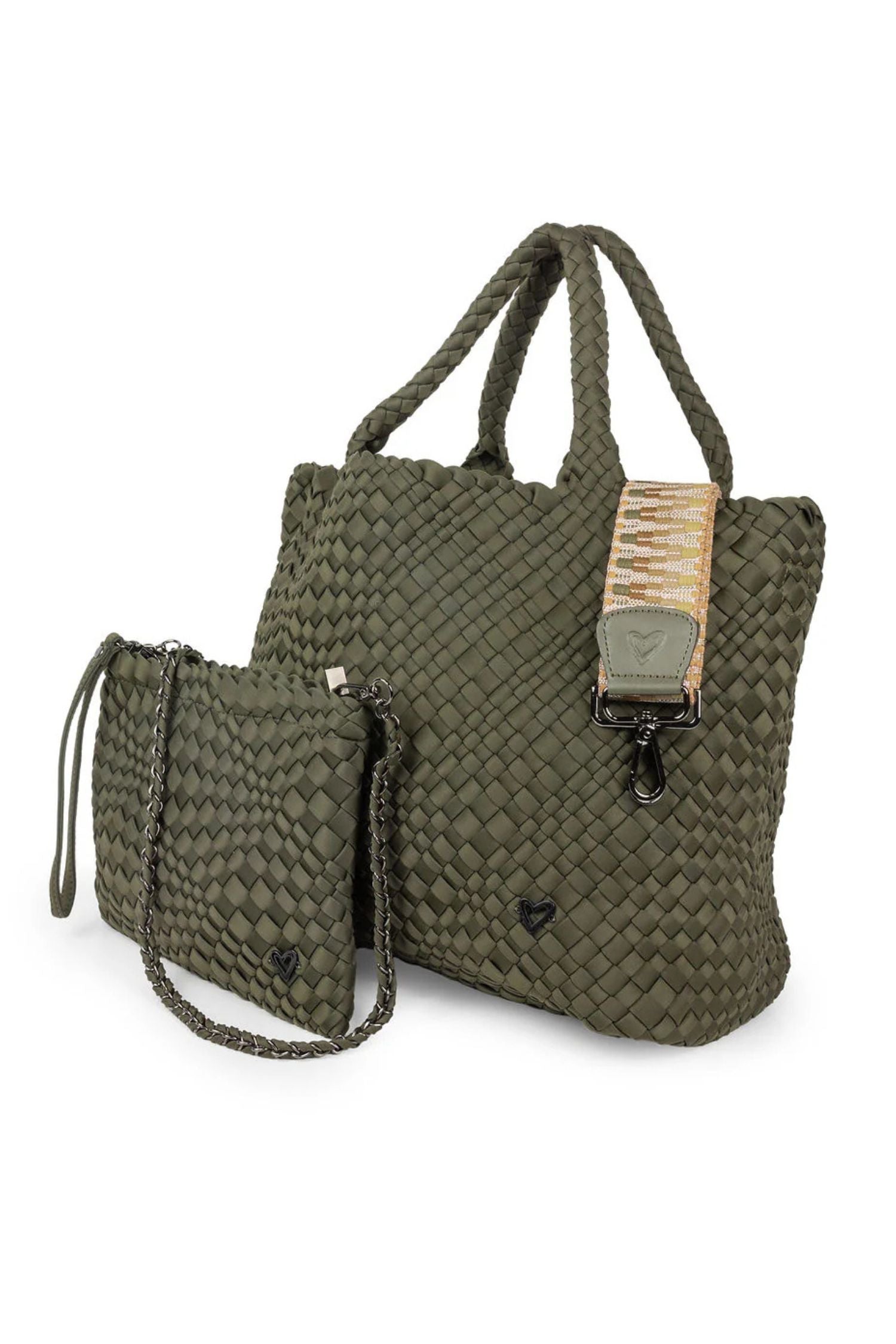 preneLOVE Large Woven Handbag - Style London, olive, side