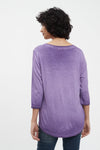 FDJ 3/4 Sleeve V-Neck Top - Style 1521756, back, purple