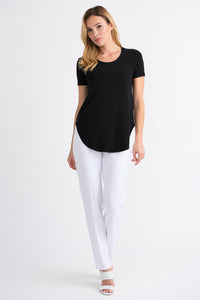 Joseph Ribkoff Rounded Hem Tunic Tee - Style 183220, black, full view