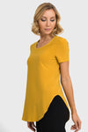 Joseph Ribkoff Rounded Hem Tunic Tee - Style 183220, aspengold, side