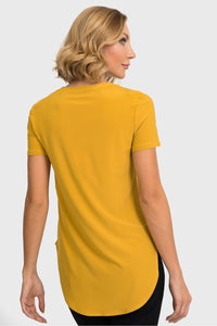 Joseph Ribkoff Rounded Hem Tunic Tee - Style 183220, aspengold, back