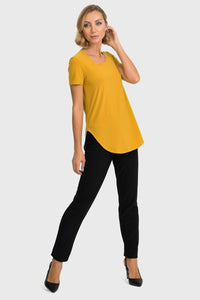 Joseph Ribkoff Rounded Hem Tunic Tee - Style 183220, aspengold, full view